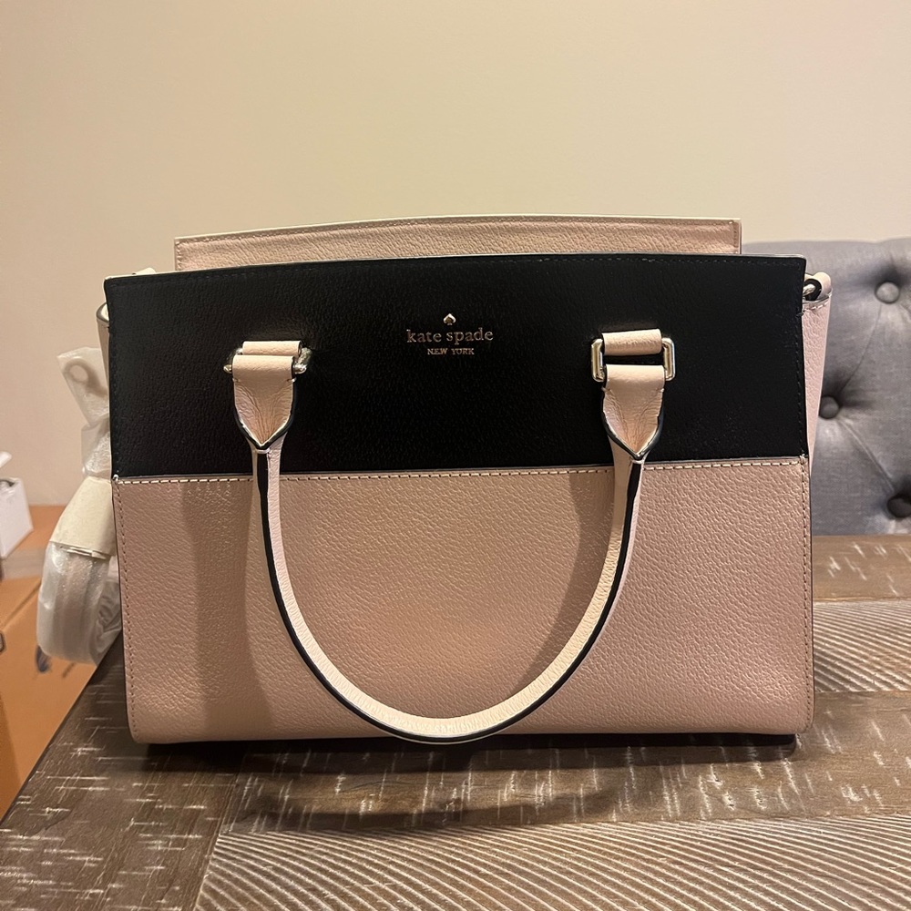 NWT Kate Spade nude black colorblock tote